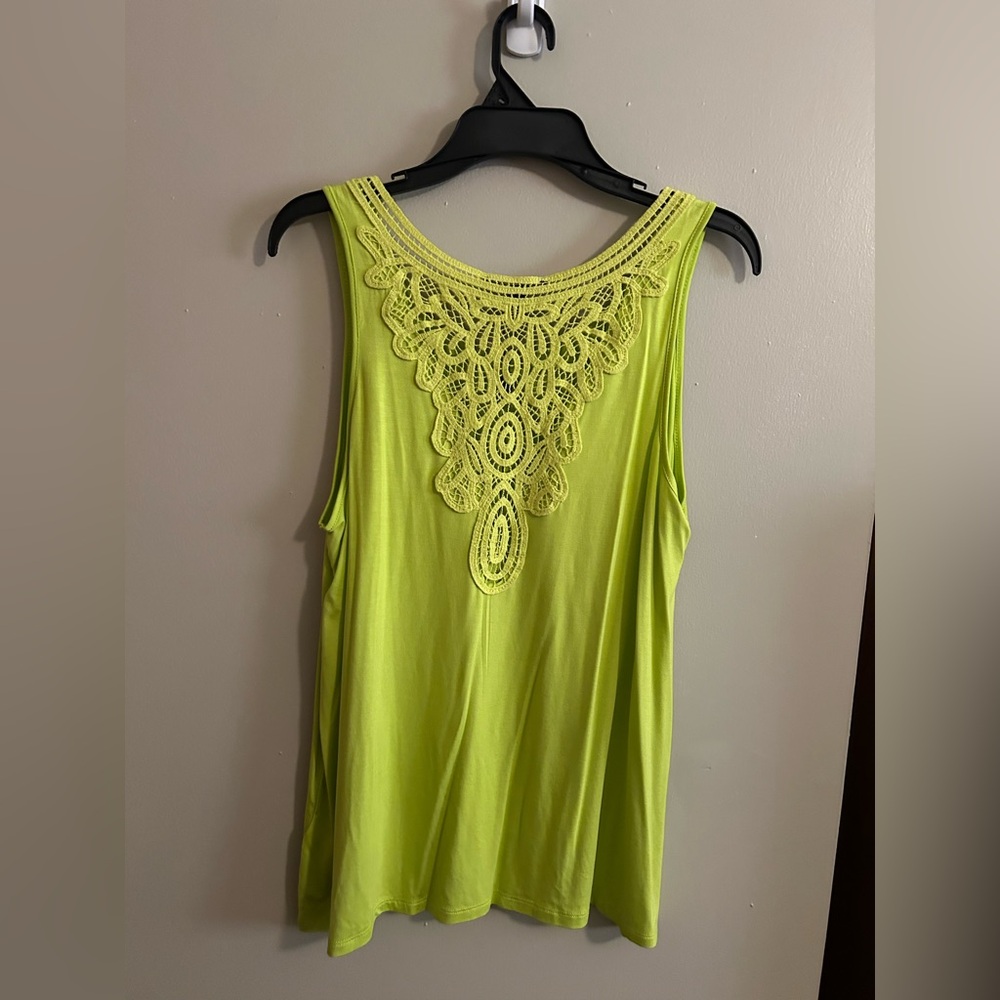 Neon Lime Lace-Back Tank Top - Picture 2 of 2